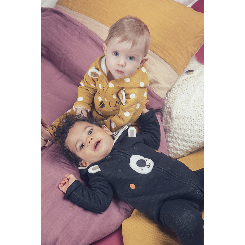 Combi μακρύ με πουα με επένδυση jersey για bebe κορίτσι 