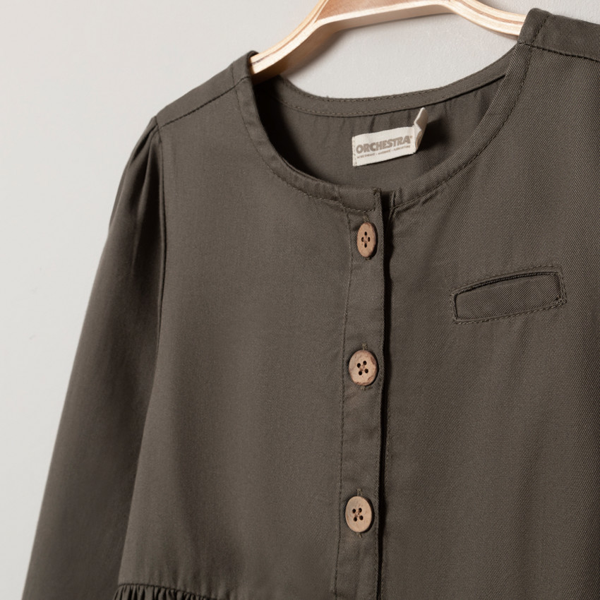 Robe manches longues en lyocell à boutons 