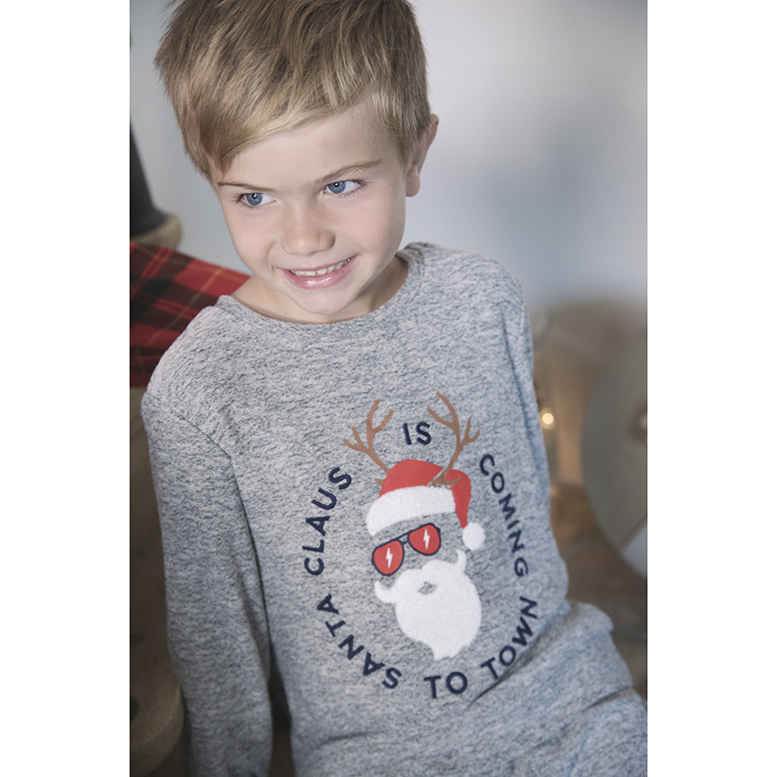 Πιτζάμα πλεκτή chinée σχέδιο Άγιος Βασίλης για αγόρι 