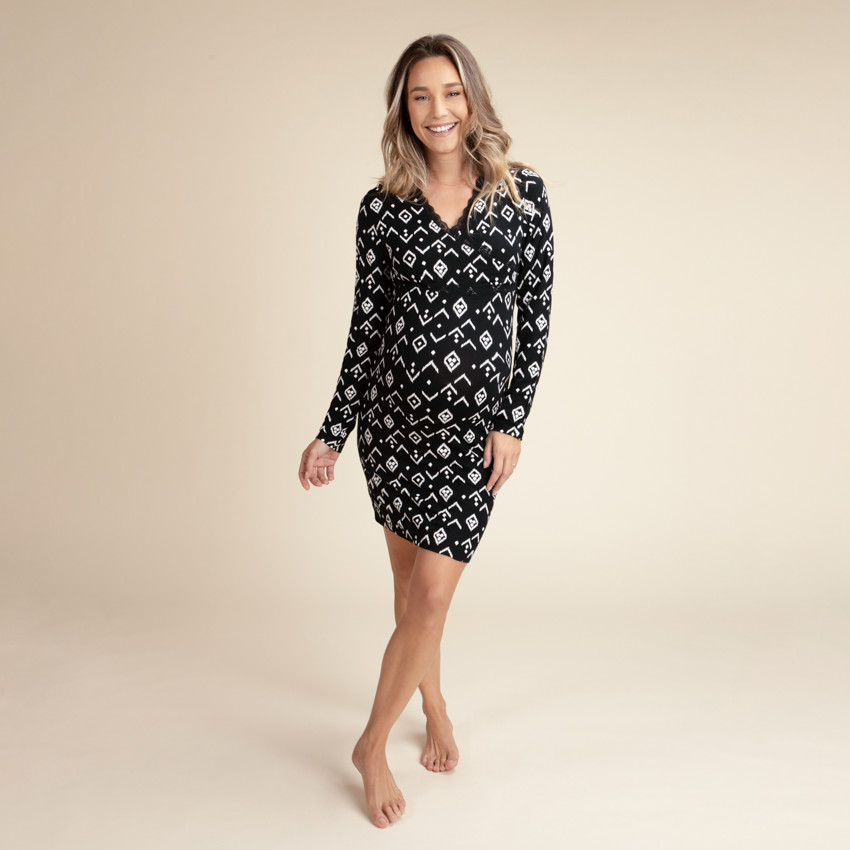 Μπλούζα εγκυμοσύνης και θηλασμού με ethnic σχέδιο 