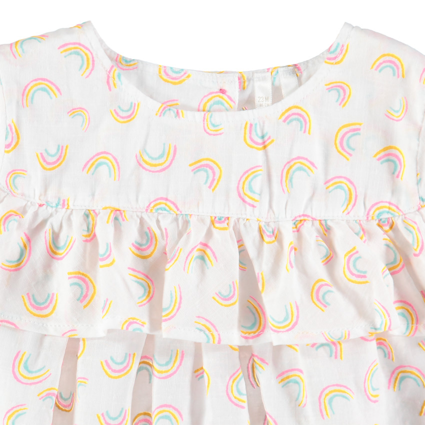 Μακρυμάνικη τουνίκ με μοτίβο με ουράνια τόξα και βολάν 