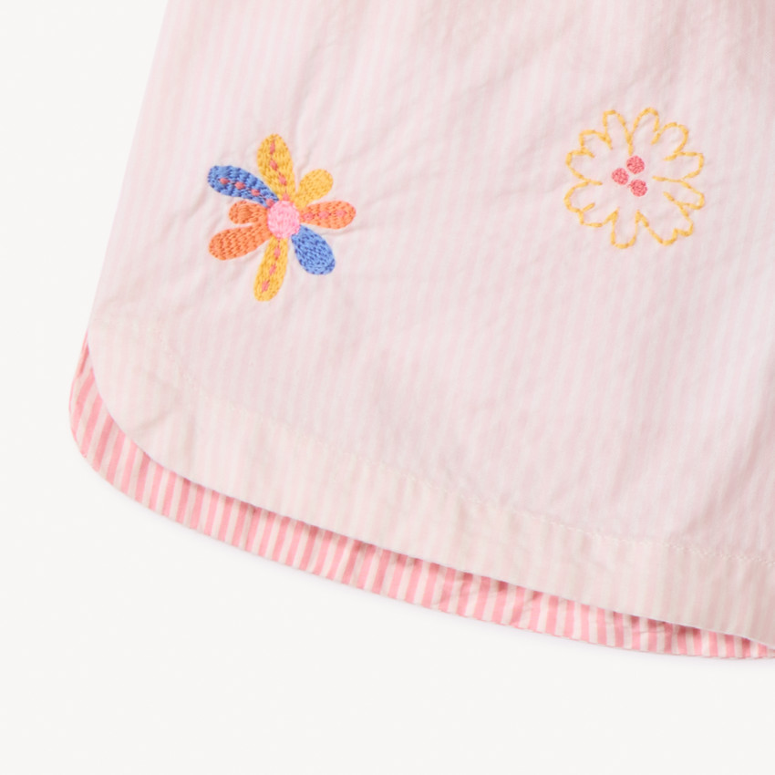 Σορτς από seersucker με ρίγες και κέντημα για κορίτσι 