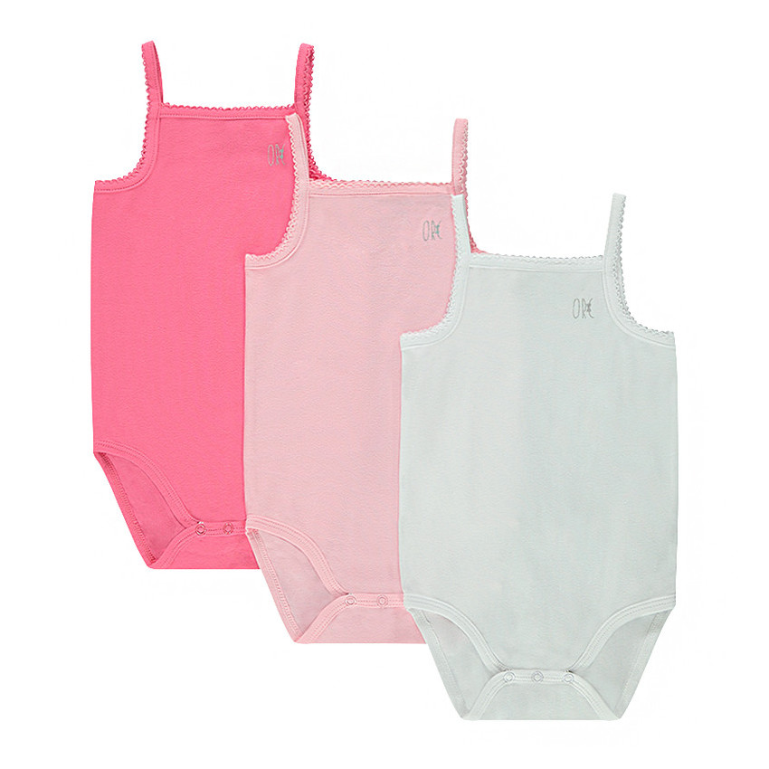 Σετ από 3 μονόχρωμα κορμάκια με τιράντες για κορίτσι 