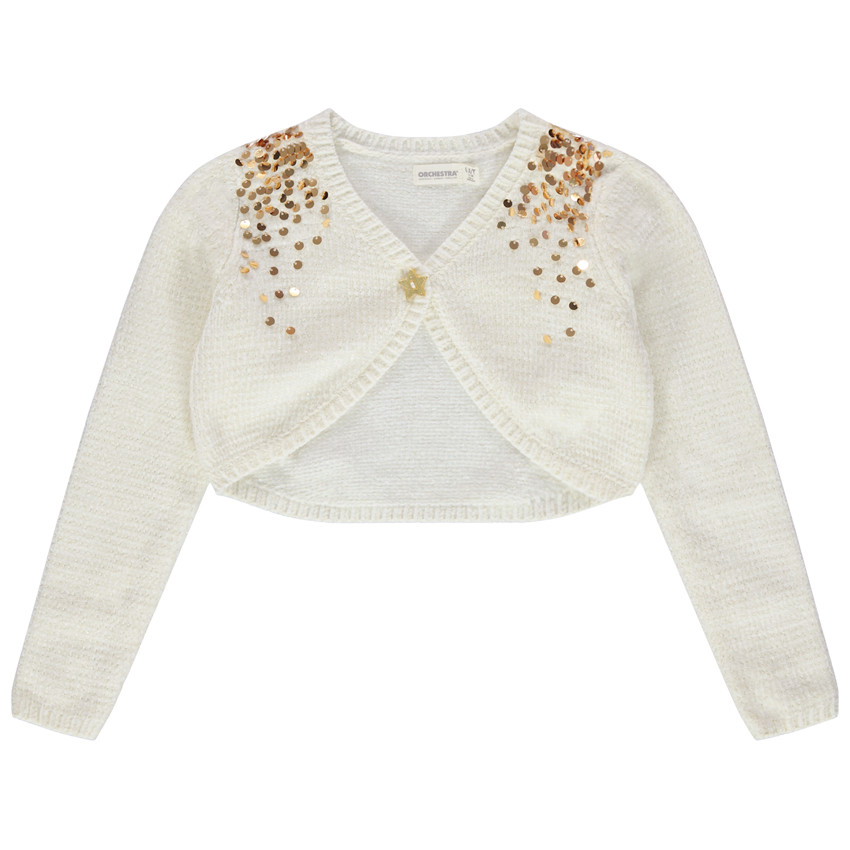 Boléro πλεκτό chenille με παγιέτες χρυσαφί 