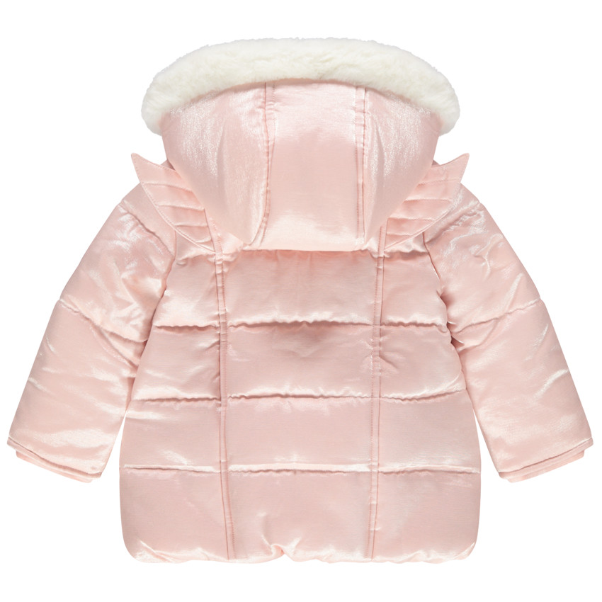 Μπουφάν effet satiné με επένδυση sherpa και φτερά σε ανάγλυφο 