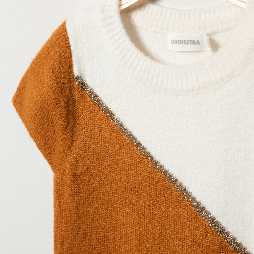 Φόρεμα κοντομάνικο σε άλλο χρώμα πλεκτό για κορίτσι  Additional Φόρεμα κοντομάνικο σε άλλο χρώμα πλεκτό για κορίτσι