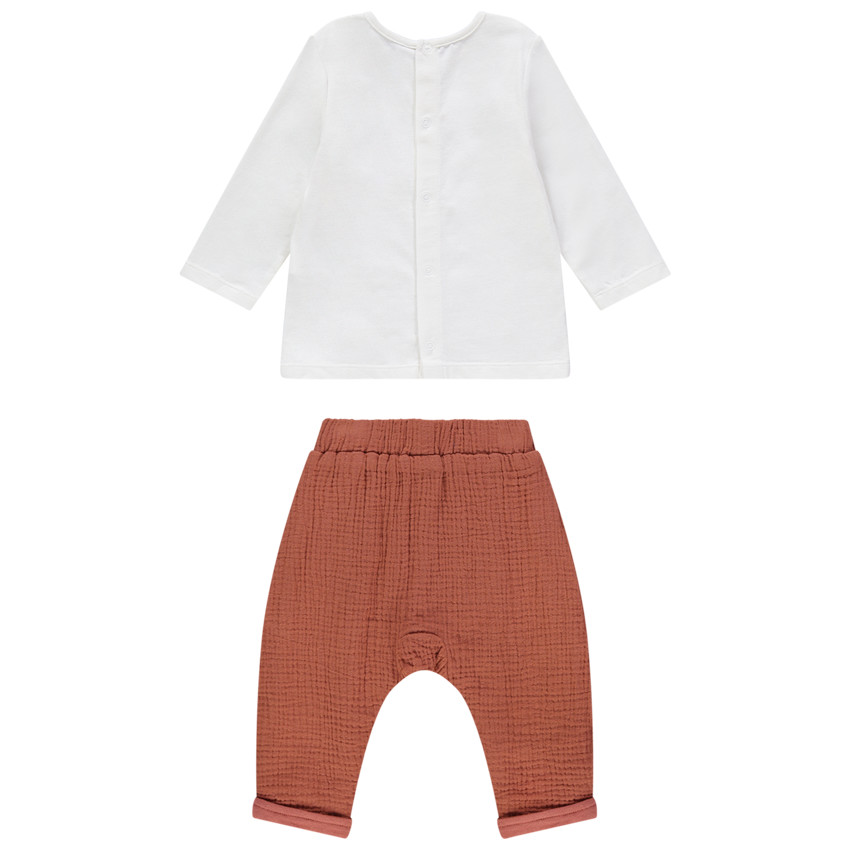 Ensemble avec t-shirt print hérisson et pantalon en gaze de coton  Additional Ensemble avec t-shirt print hérisson et pantalon en gaze de coton
