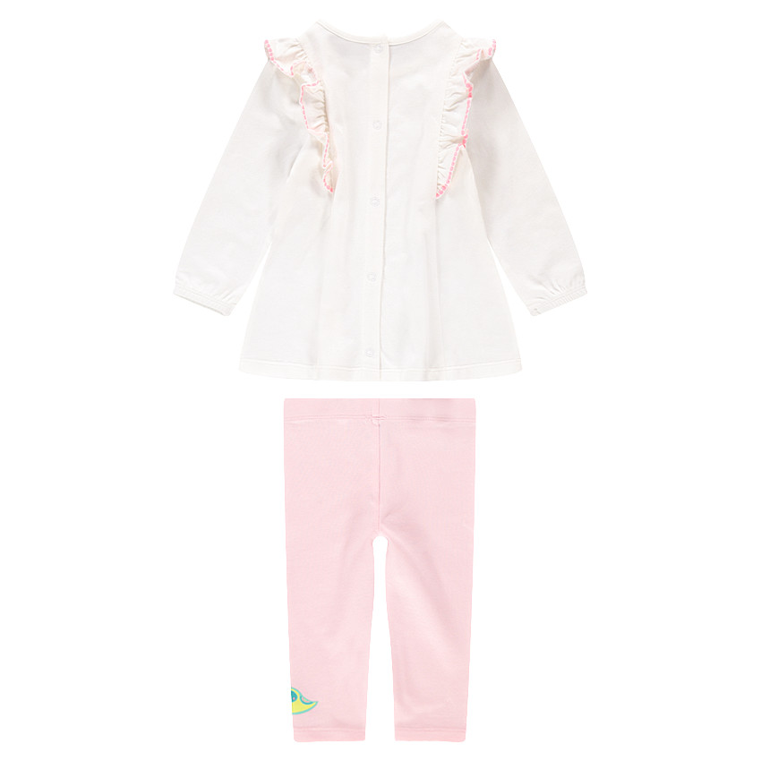 Σύνολο μακρυμάνικη τουνίκ με στάμπα και ανοιχτό ροζ κολάν 