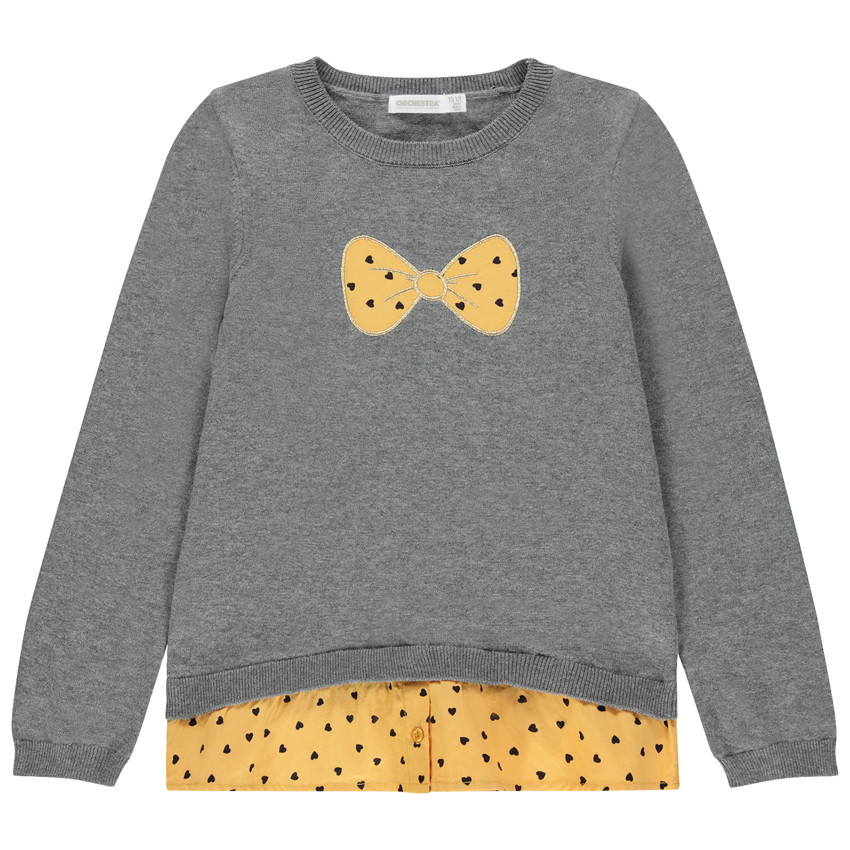 Pull en tricot effet 2 en 1 à petits coeurs imprimés  