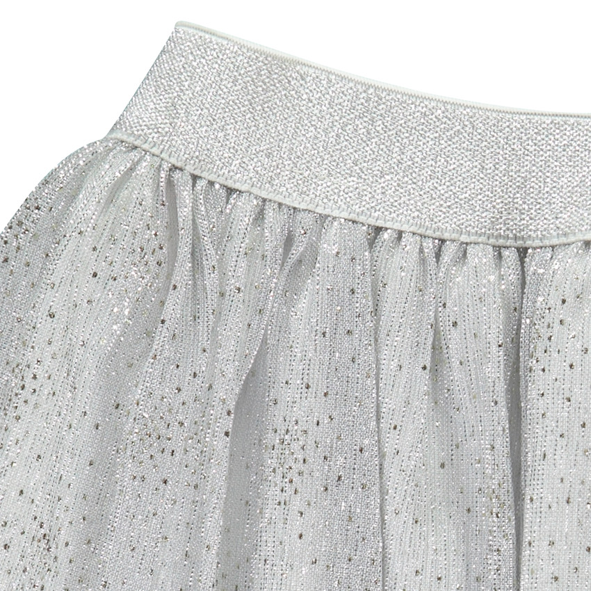 Φούστα skater από ασημένιο δίχτυ για κορίτσι 