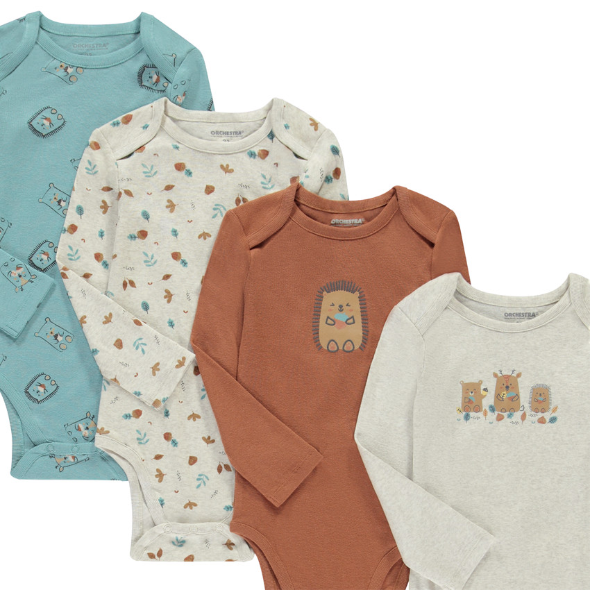 Σετ από 7 μακρυμάνικα σώματα με σχέδιο ζώων για αγόρι μωρού με διαφορετικές ανοίξεις ανάλογα με την ηλικία 