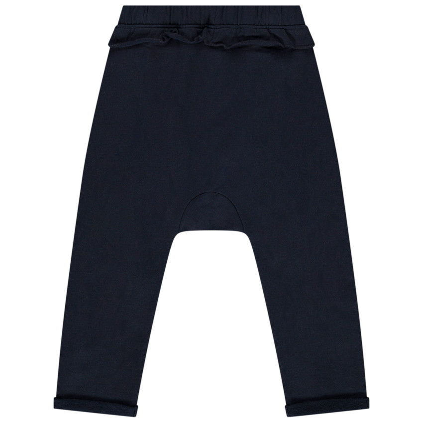 Φόρμα jogging από molleton μονόχρωμο με βολάν για bebe κορίτσι 