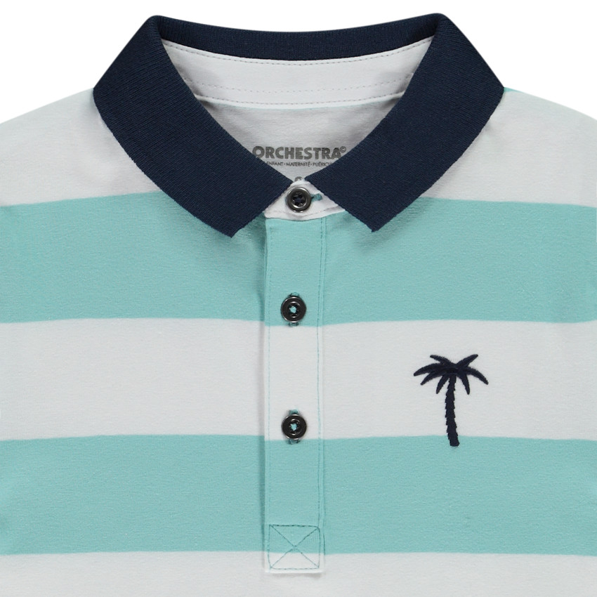 Πόλο κοντομάνικο ριγέ με κέντημα φοίνικα για αγόρι 