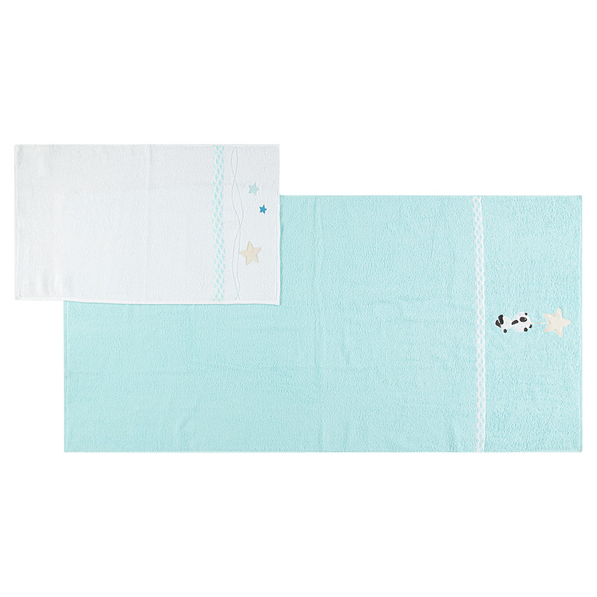 Σετ με 2 πετσέτες, σε 2 μεγέθη, με κεντητά αστεράκια και ένα κεντητό πάντα 