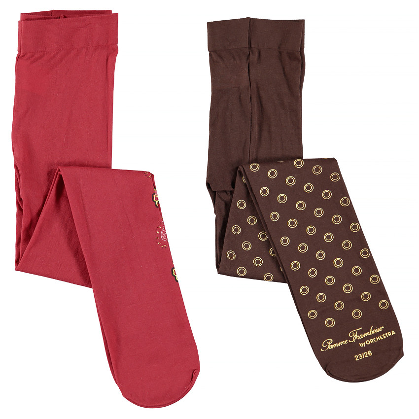 Lot de 2 paires de collants uni/imprimé 