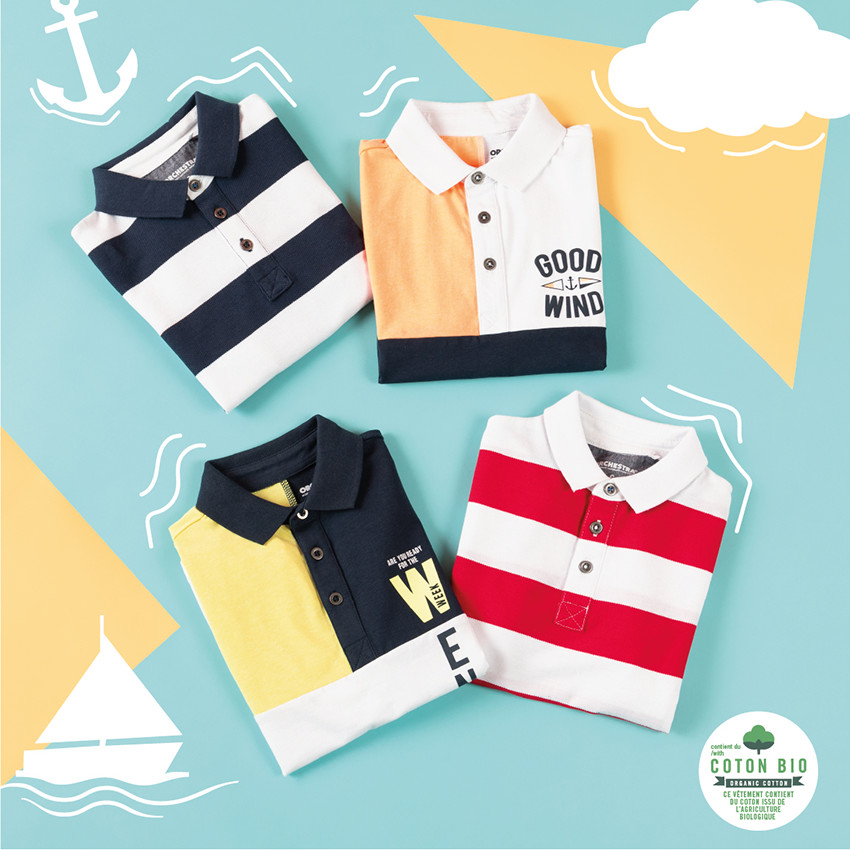 Polo κοντομάνικο με ρίγες από οργανικό βαμβάκι  