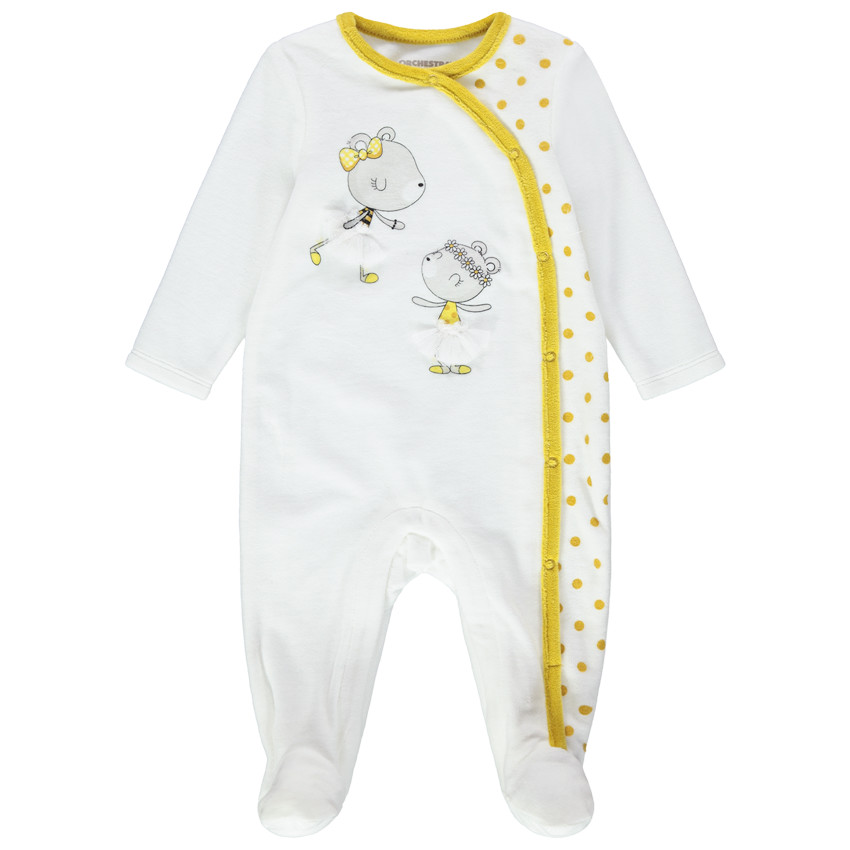 Σετ με 2 φορμάκια ύπνου βελουτέ με μοτίβο με ποντικάκια και κίτρινες νότες 