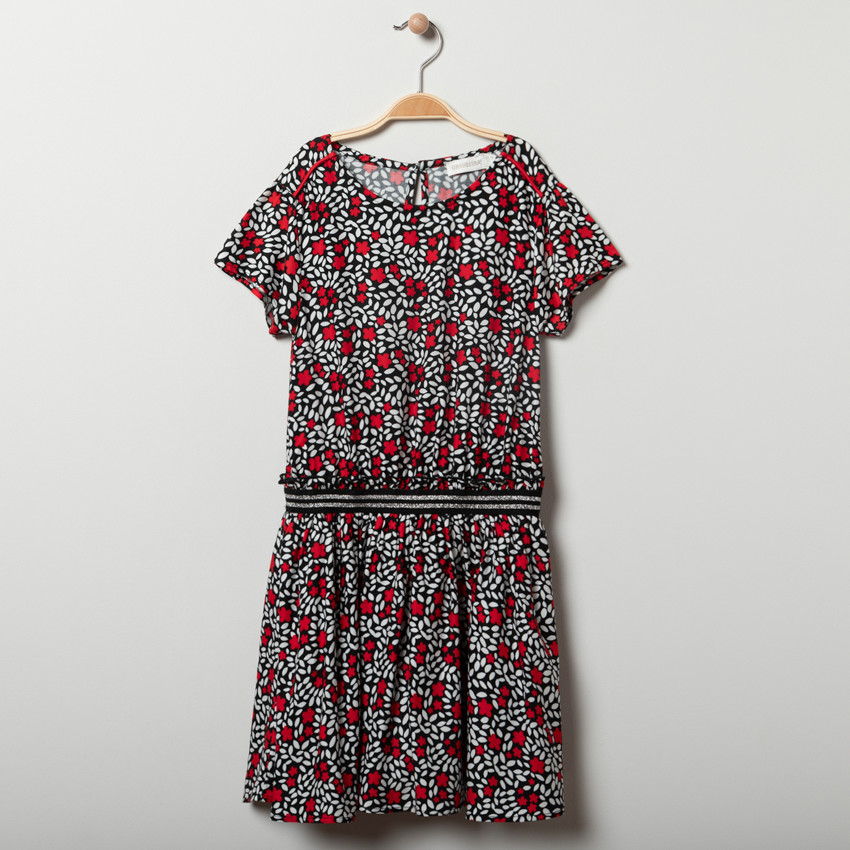 Φόρεμα κοντομάνικο με σχέδιο floral για κορίτσι 