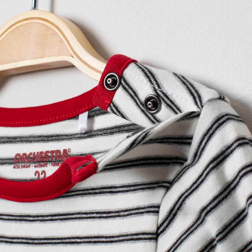 T-shirt manches longues rayé motif ourson Noël 