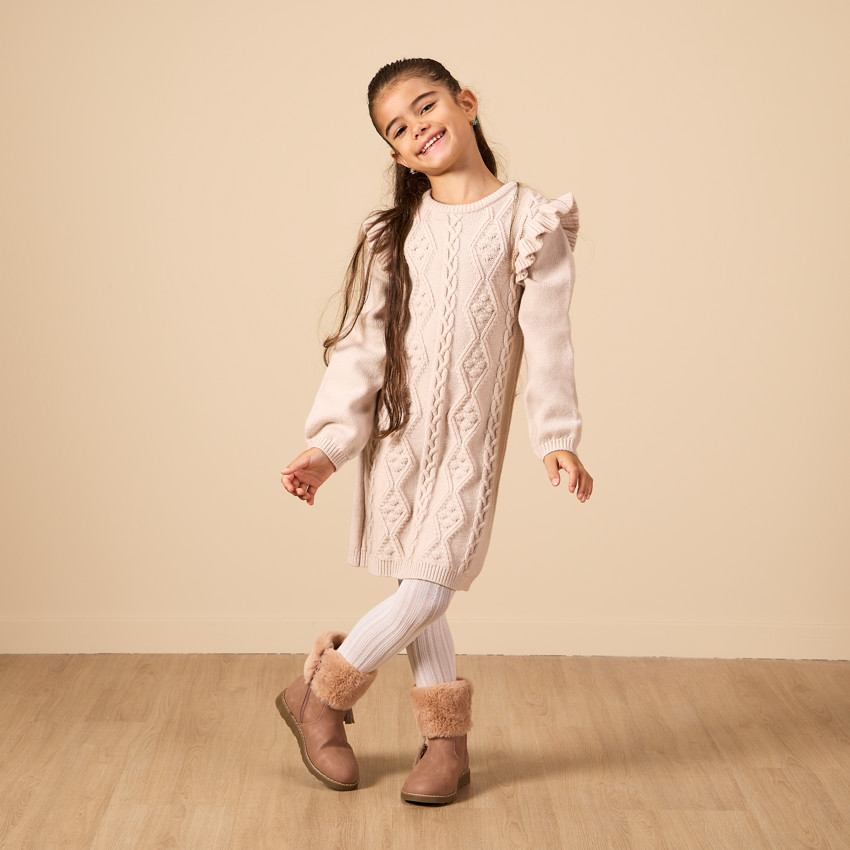 Φόρεμα πλεκτό με βολάν για κορίτσι 