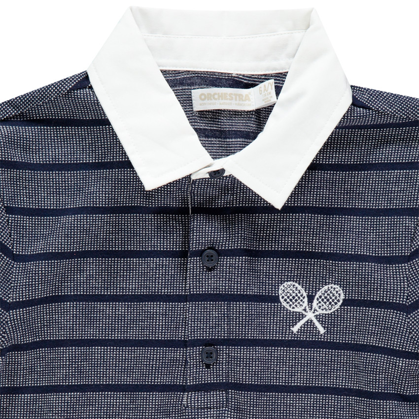 Polo κοντομάνικο ριγέ και γιακάς μονόχρωμος 