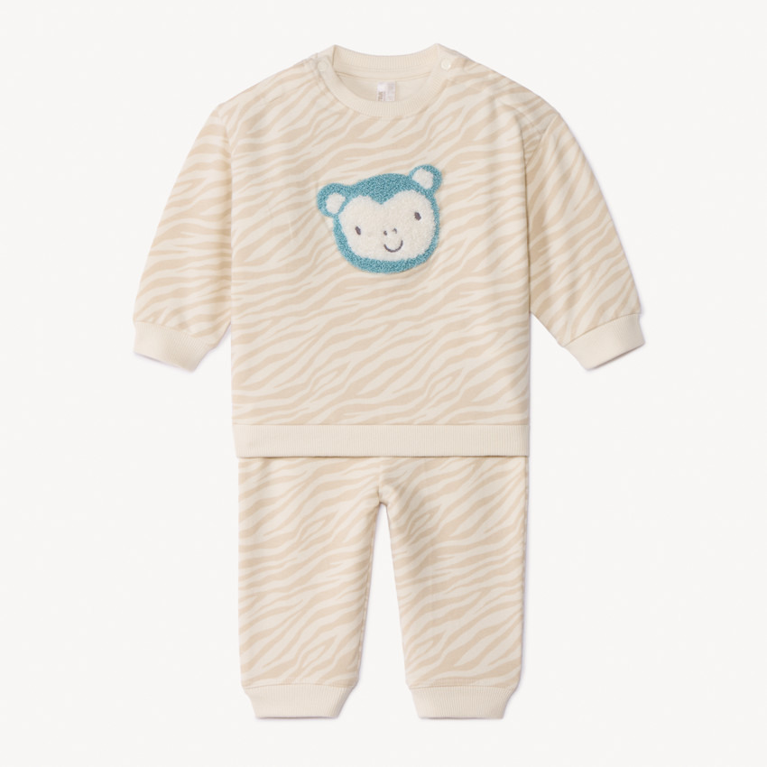 Σετ jogging 2 τμχ. molleton με ζεβρέ σχέδιο για bebe αγόρι 