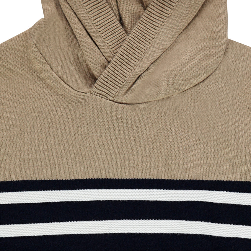 Pull en tricot à capuche à rayures placées 