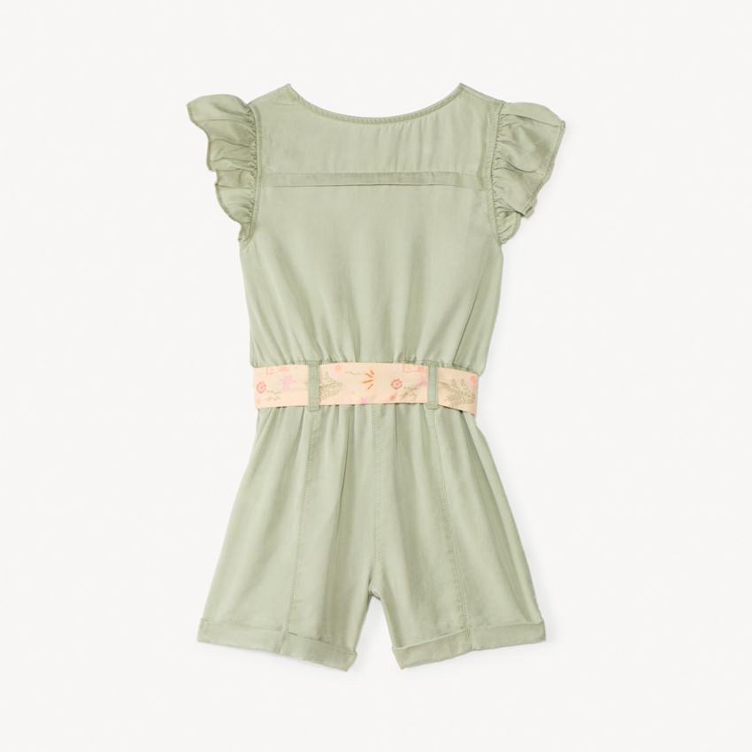 Combishort en sergé avec ceinture pour bébé fille 