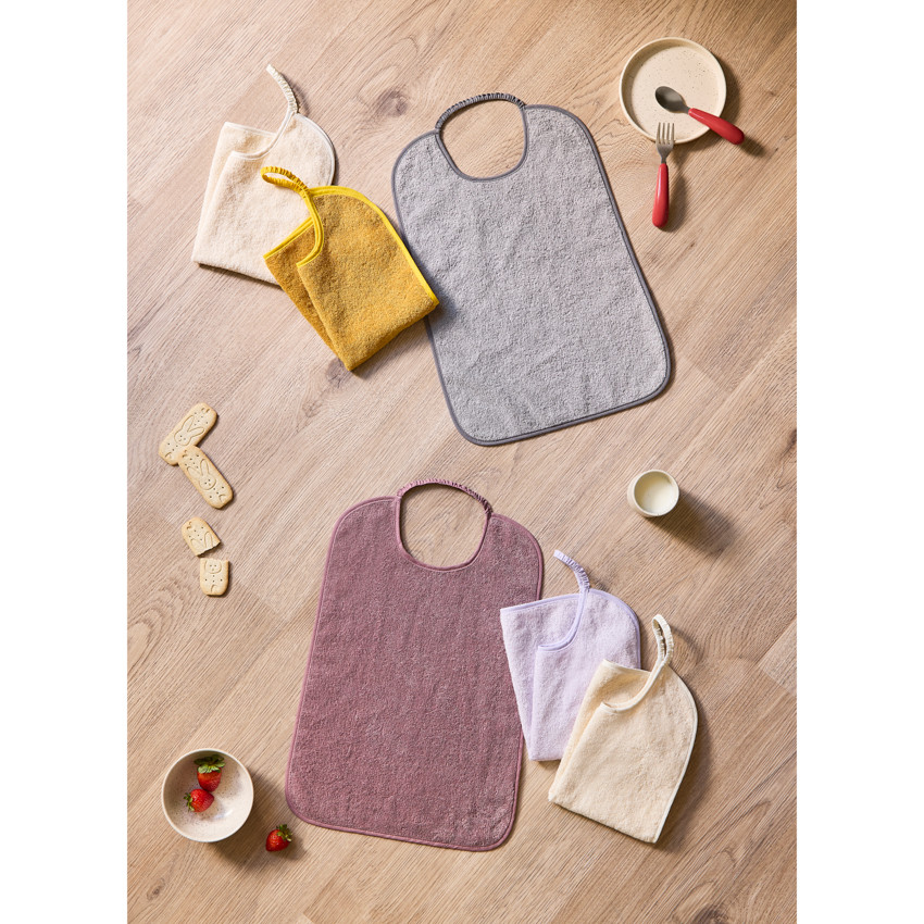 Σετ 3 Σαλιάρες από Πετσετέ Ύφασμα - Μωβ 