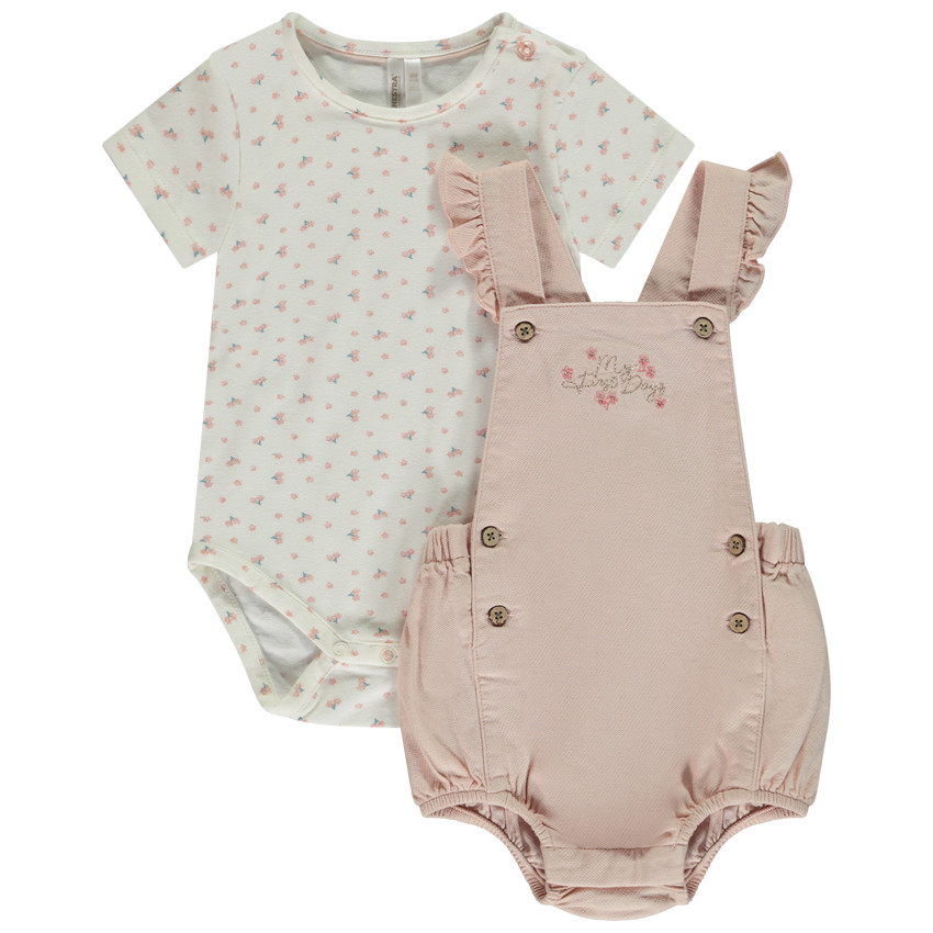 Σέτ 2 τμχ. με κεντημένη φορμάκι για μωρό κορίτσι 