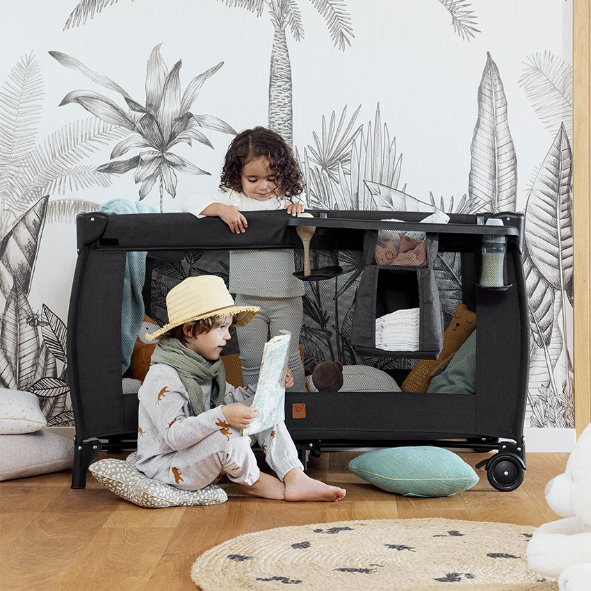 Κρεβάτι ταξιδιού με αξεσουάρ Top All In μαύρο 