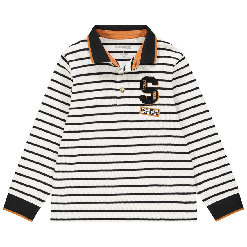 Polo μακρυμάνικο κοτλέ ριγέ για αγόρι 