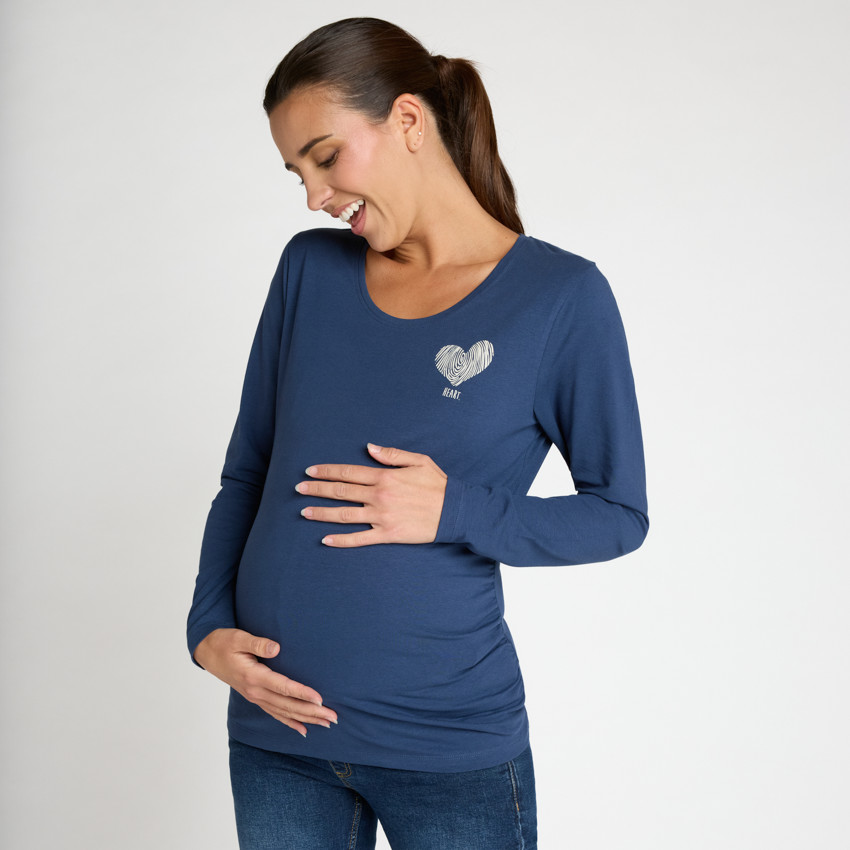 Μακρυμάνικη μπλούζα εγκυμοσύνης σε jersey με σχέδιο καρδιάς 
