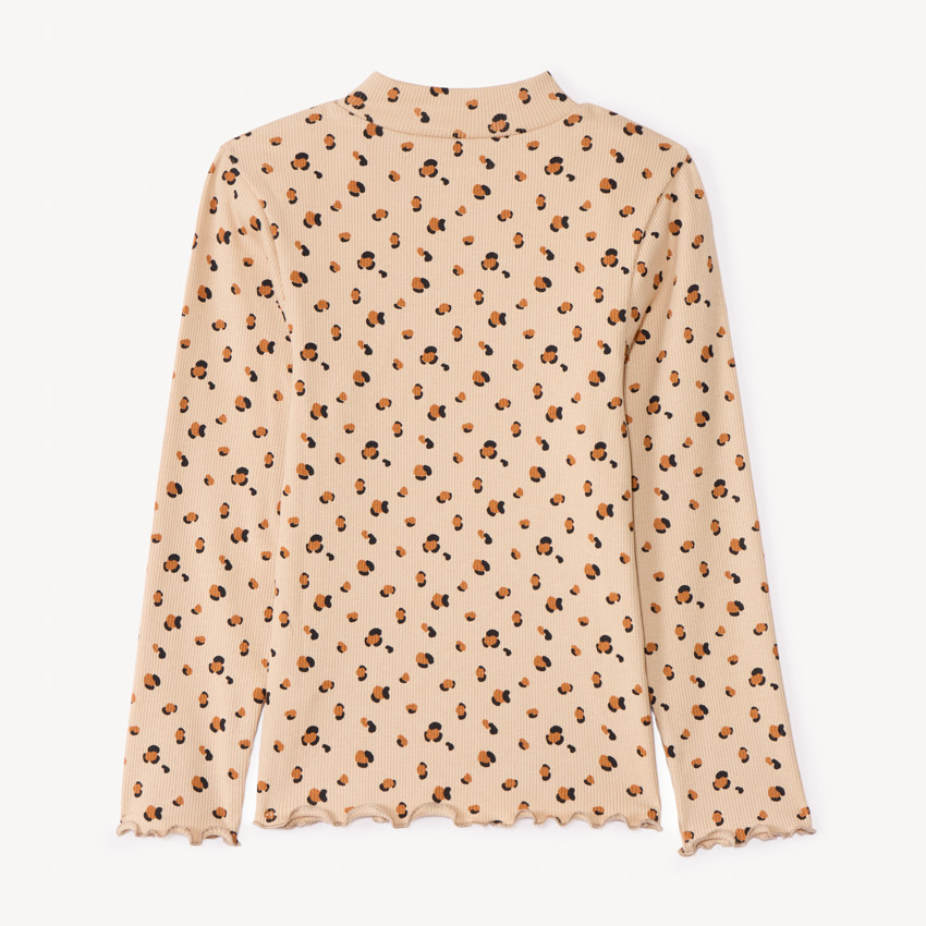 Sous-pull côtelé imprimé léopard pour fille 