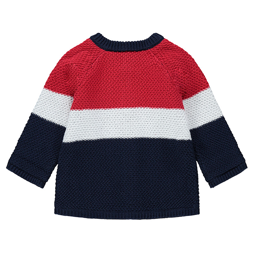 Ζακέτα σε χοντρή πλέξη με τσέπες και σήμα από καουτσούκ 