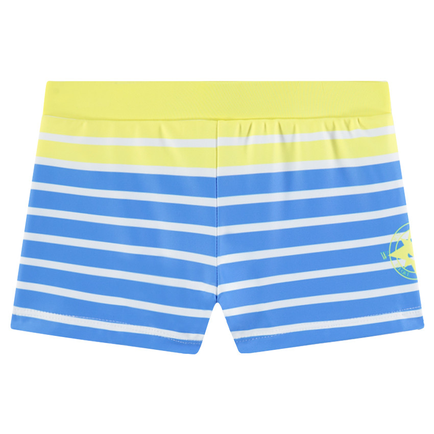 Μαγιό-μποξεράκι με ρίγες που κάνουν αντίθεση και σχέδια 