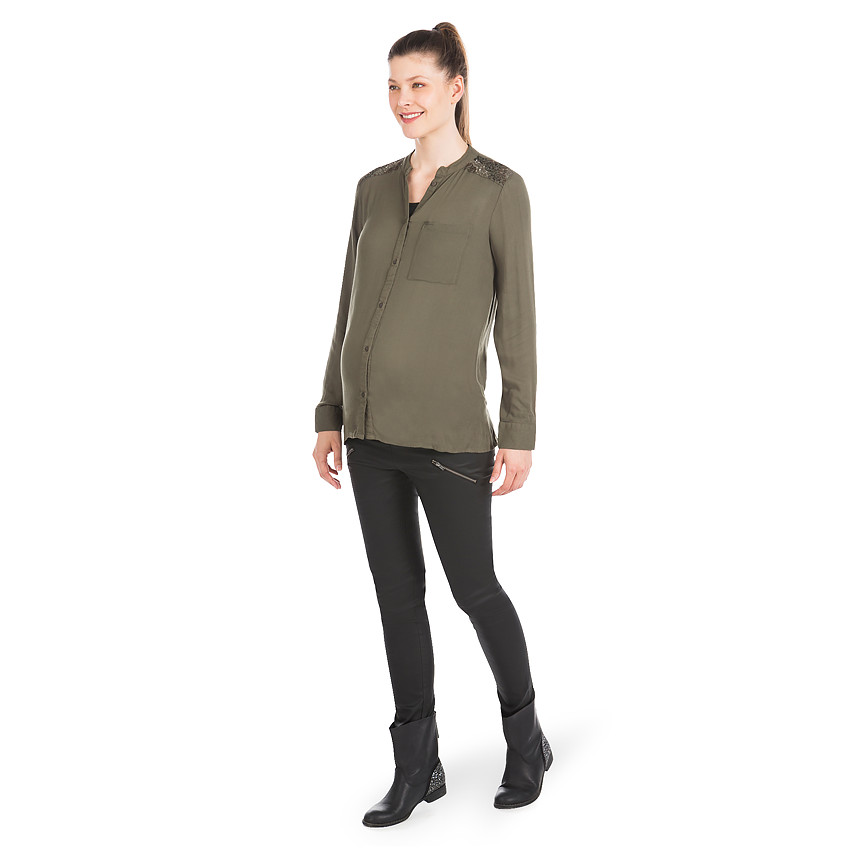 Πουκάμισο Με Μακριά Μανίκια, Γιακά Mao Και Πούλιες 