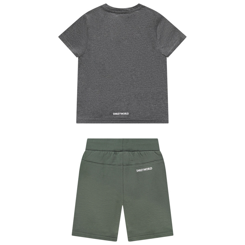 Σετ με t-shirt σχέδιο Smiley και βερμούδα μονόχρωμη 