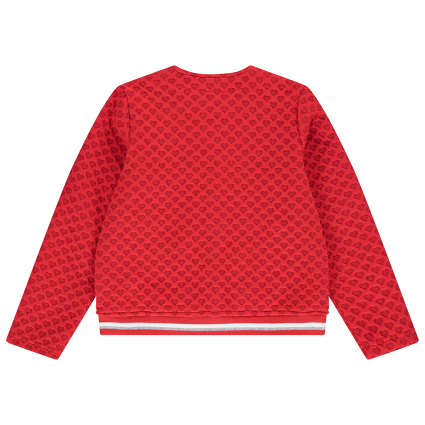 Ζακέτα molleton κόκκινη με καρδιές jacquard 