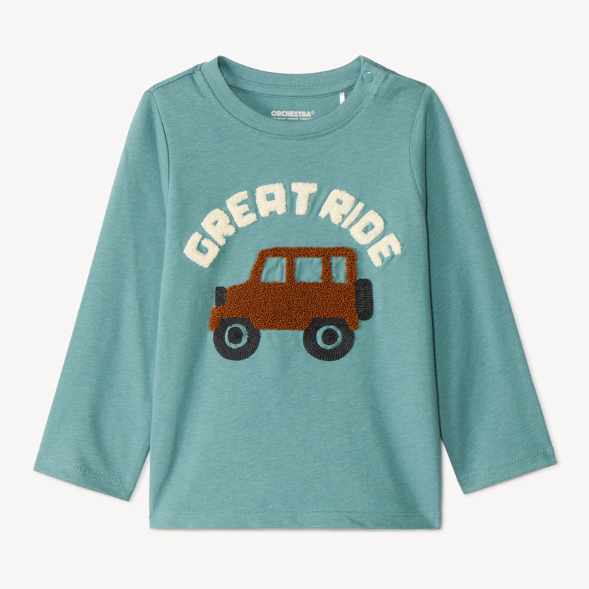 Μπλούζα μακρυμάνικη από jersey με κέντημα effet bouclette για bebe αγόρι 