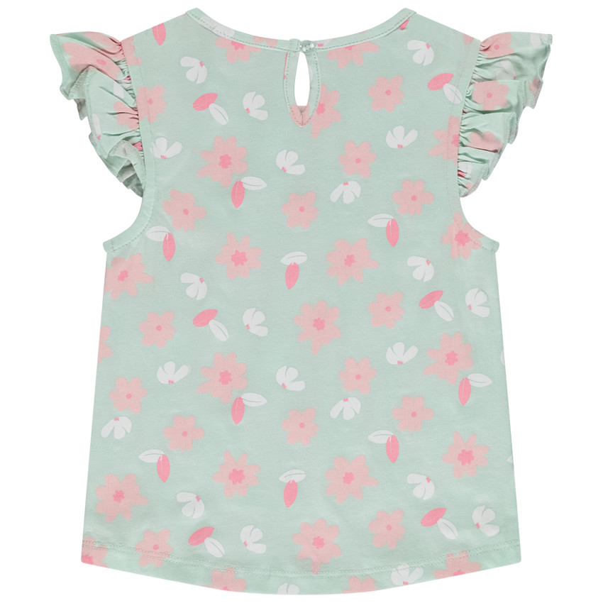 Σετ από 4 κοντομάνικα μπλουζάκια με βολάν για bebe κορίτσι 