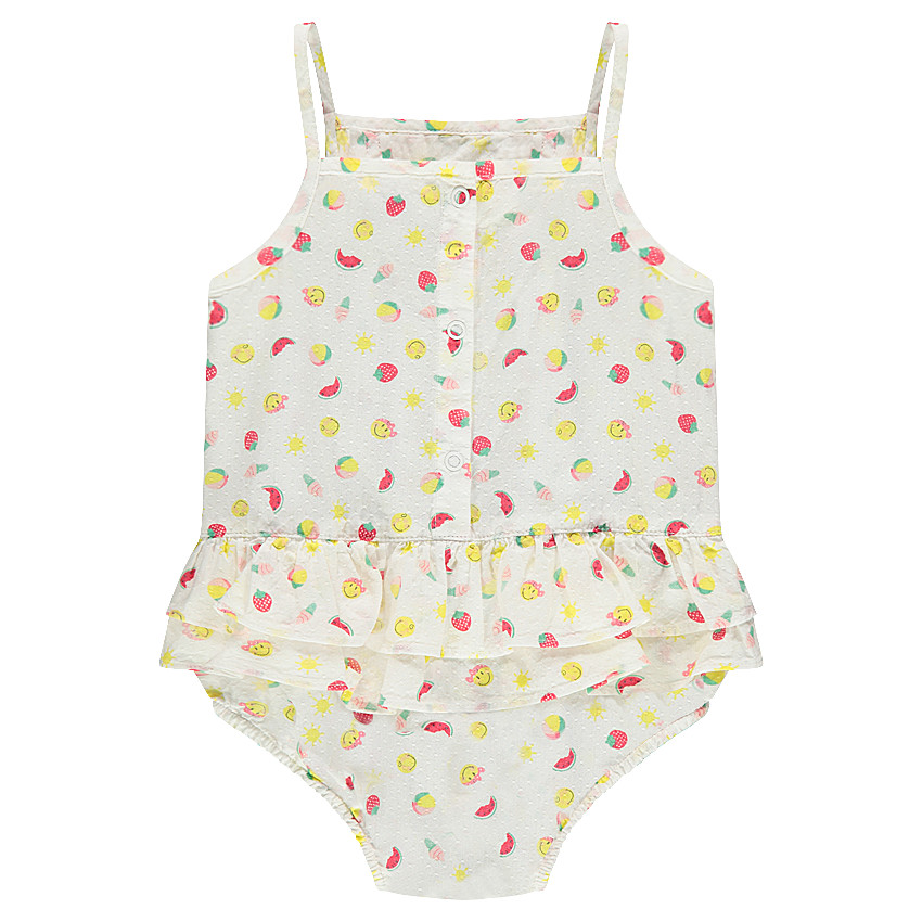 Κοντό ολόσωμο εμπριμέ φορμάκι με μοτίβο Smiley 