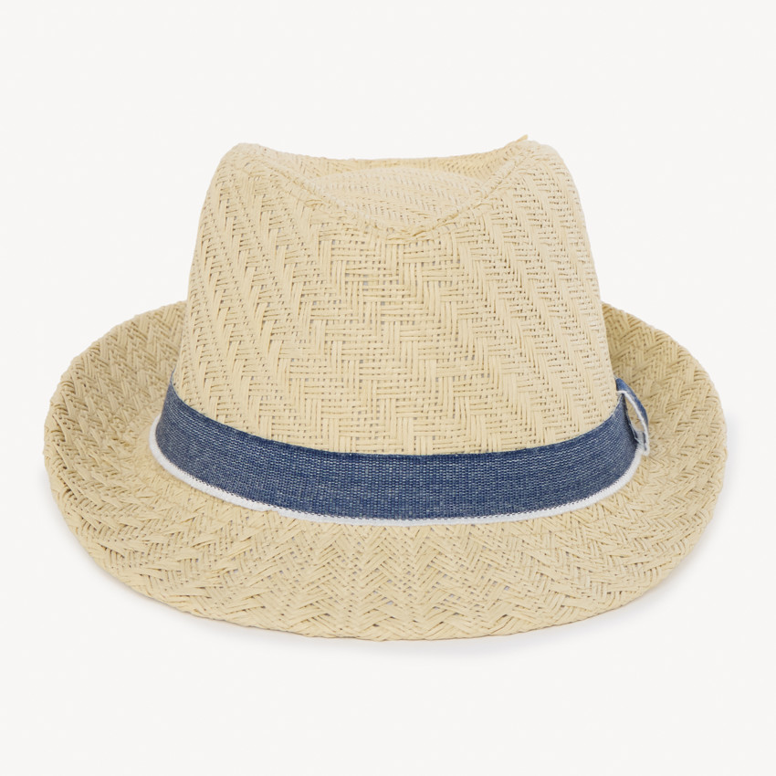 Καπέλο trilby από ψάθα με κορδέλα για αγοράκι. 