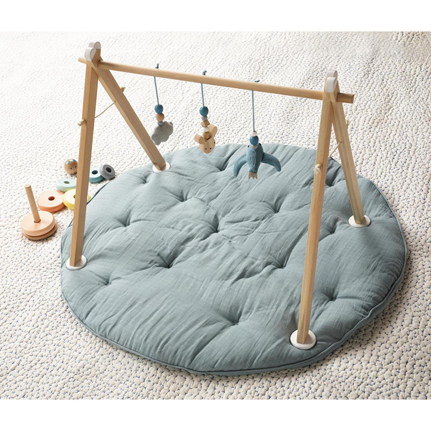 Αψίδα αφύπνισης από ξύλο + πλεκτά λούτρινα - Μπλε 