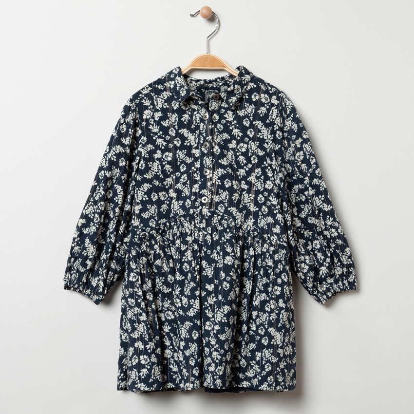 Φόρεμα μακρυμάνικο με σχέδιο floral και φαρδιά γραμμή 