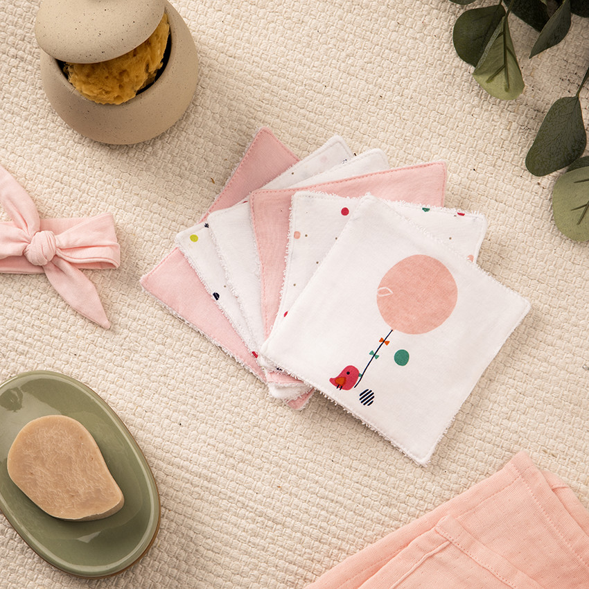 Lot de 6 lingettes lavables en coton Happy Days 