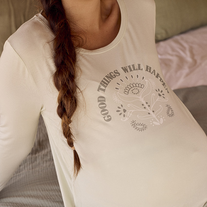 T-shirt μακρυμάνικο πιτζάμα φαντεζί με τρουκς για τον θηλασμό 