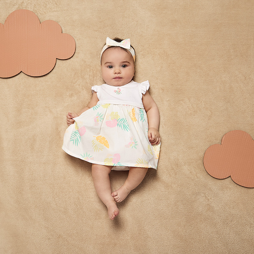 Φόρεμα body effet 2-σε-1 με σχέδιο feuillage για bebe κορίτσι 