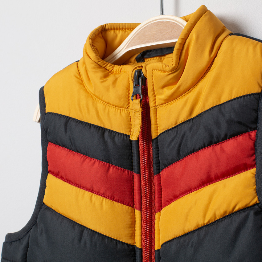 Doudoune sans manches à rayures contrastées 