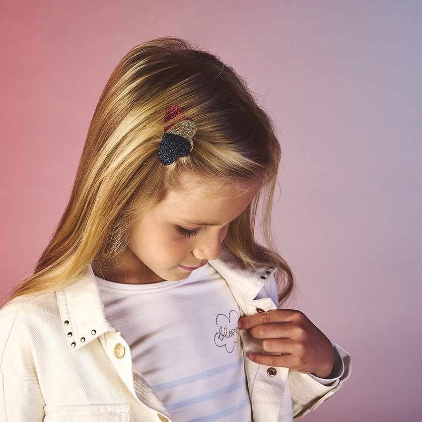 Μακρυμάνικο T-shirt με φαντεζί μαρινιέρα για κορίτσι 